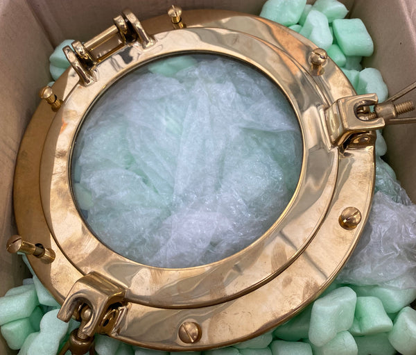 Round Brass Porthole 264 mm x 50 mm (Fitted with Plexiglass) (Ex Display)
