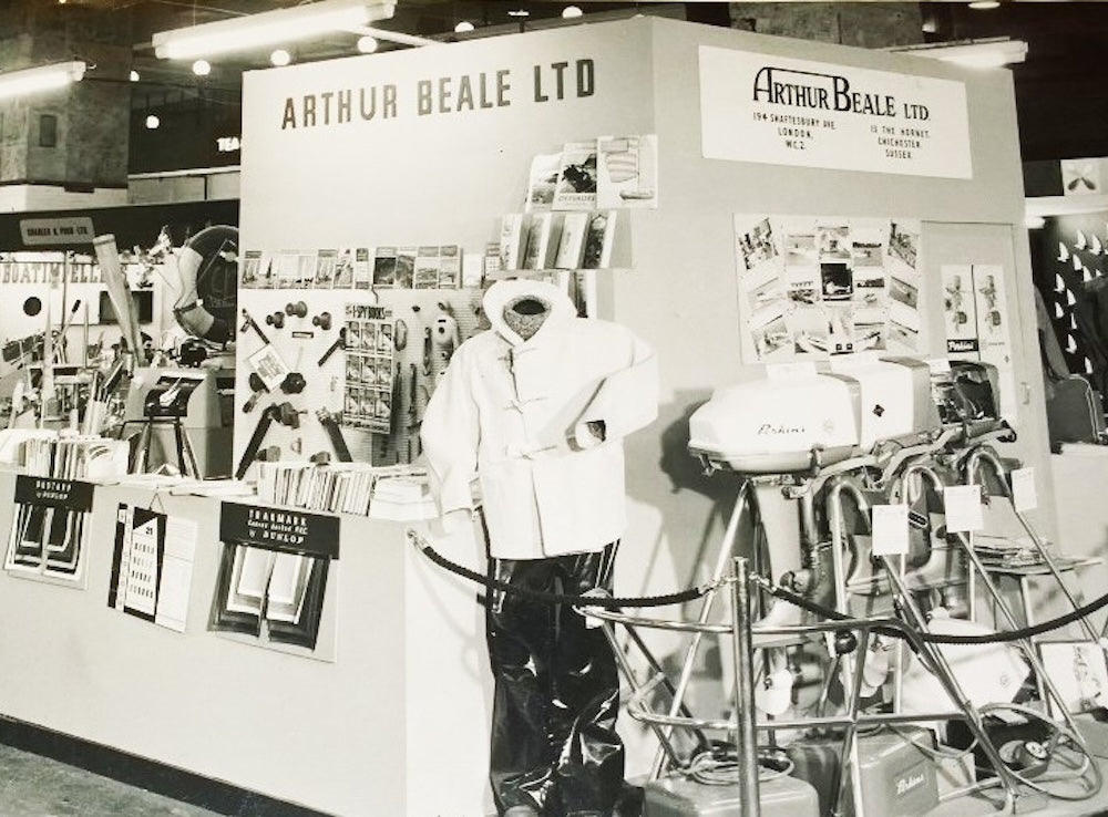a historic image of arthur beale at the london boat show