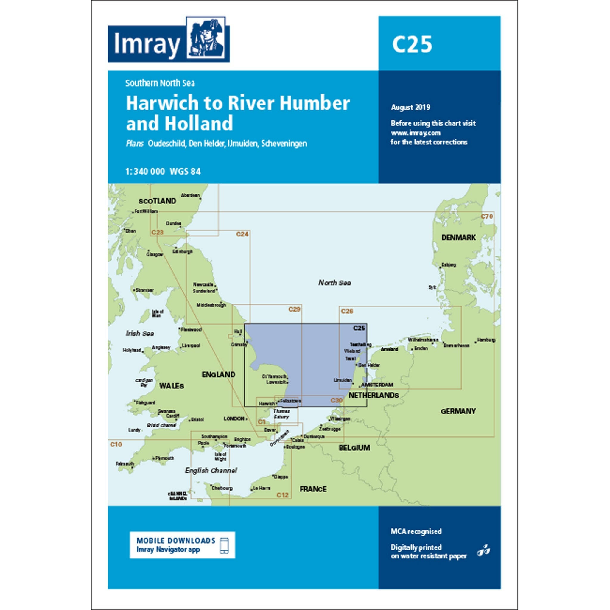 Imray Chart C25 Harwich to River Humber and Holland.