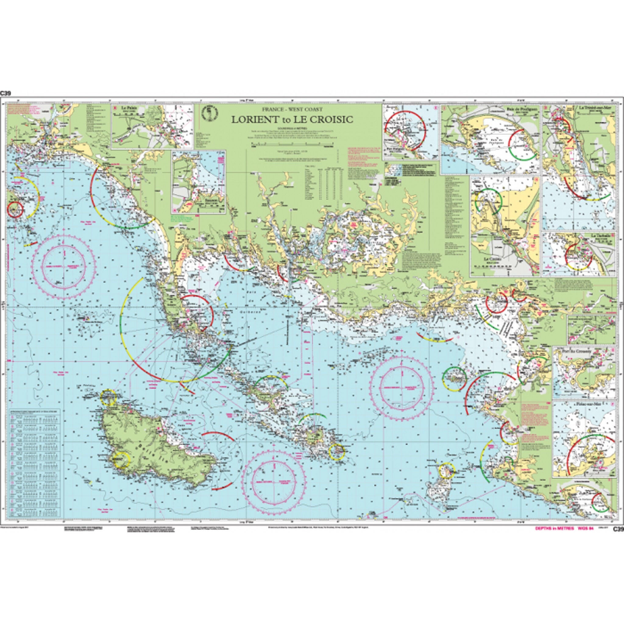 Imray Chart C39 Lorient to Le Croisic Scale 1:80 000 WGS84.