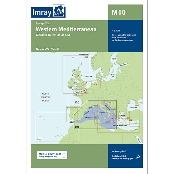 Imray Chart M10 : Western Mediterranean Scale 1:2 750 000 WGS84