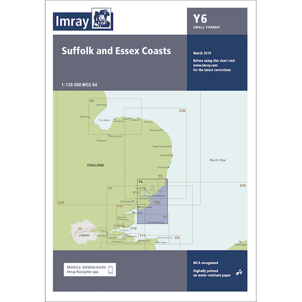 Imray Y6 Suffolk and Essex Coasts Scale 1:120 000 WGS84