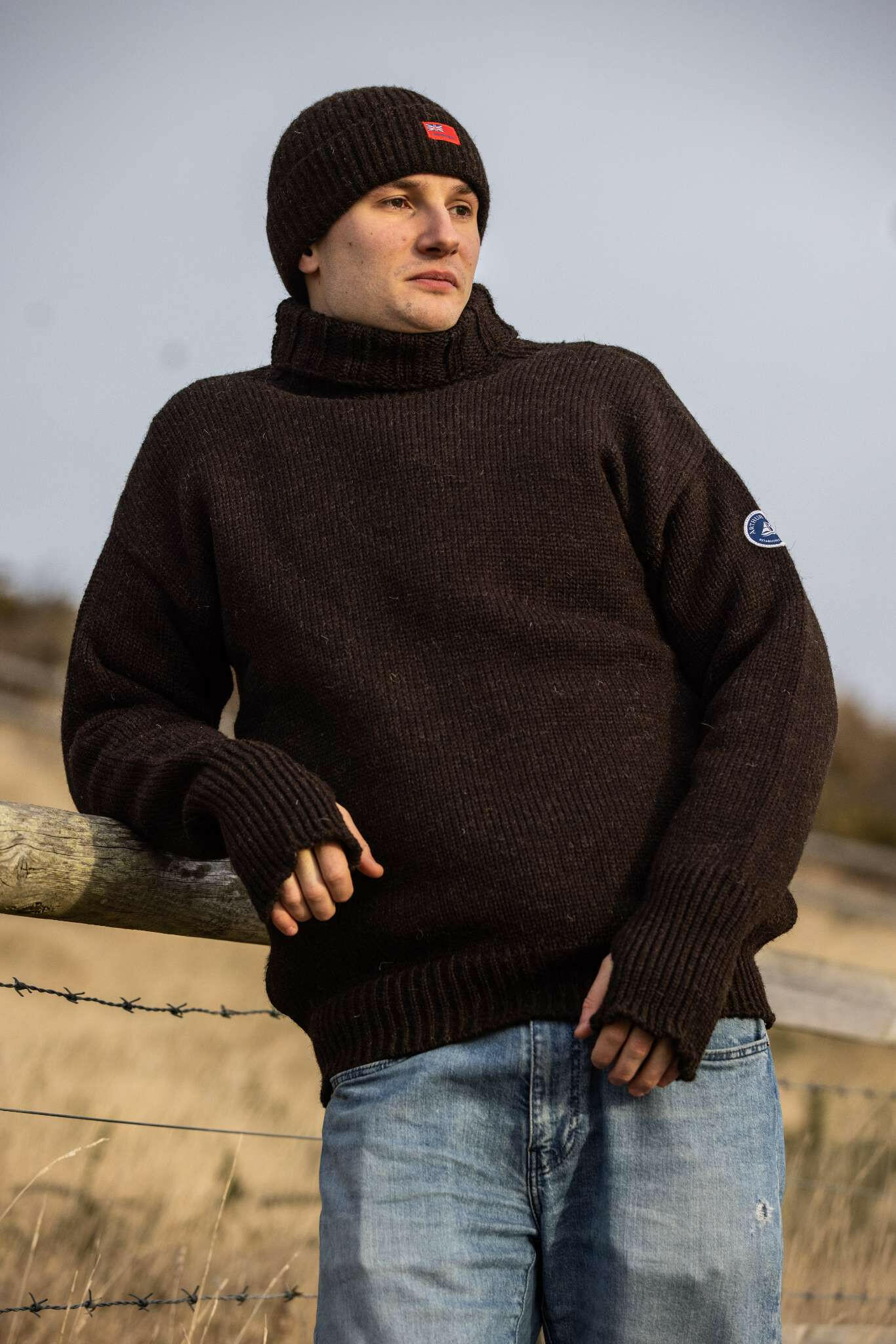 Arthur Beale Oiled Wool Beerenberg® Pullover, Black Welsh Mountain, Medium (Imperfect)