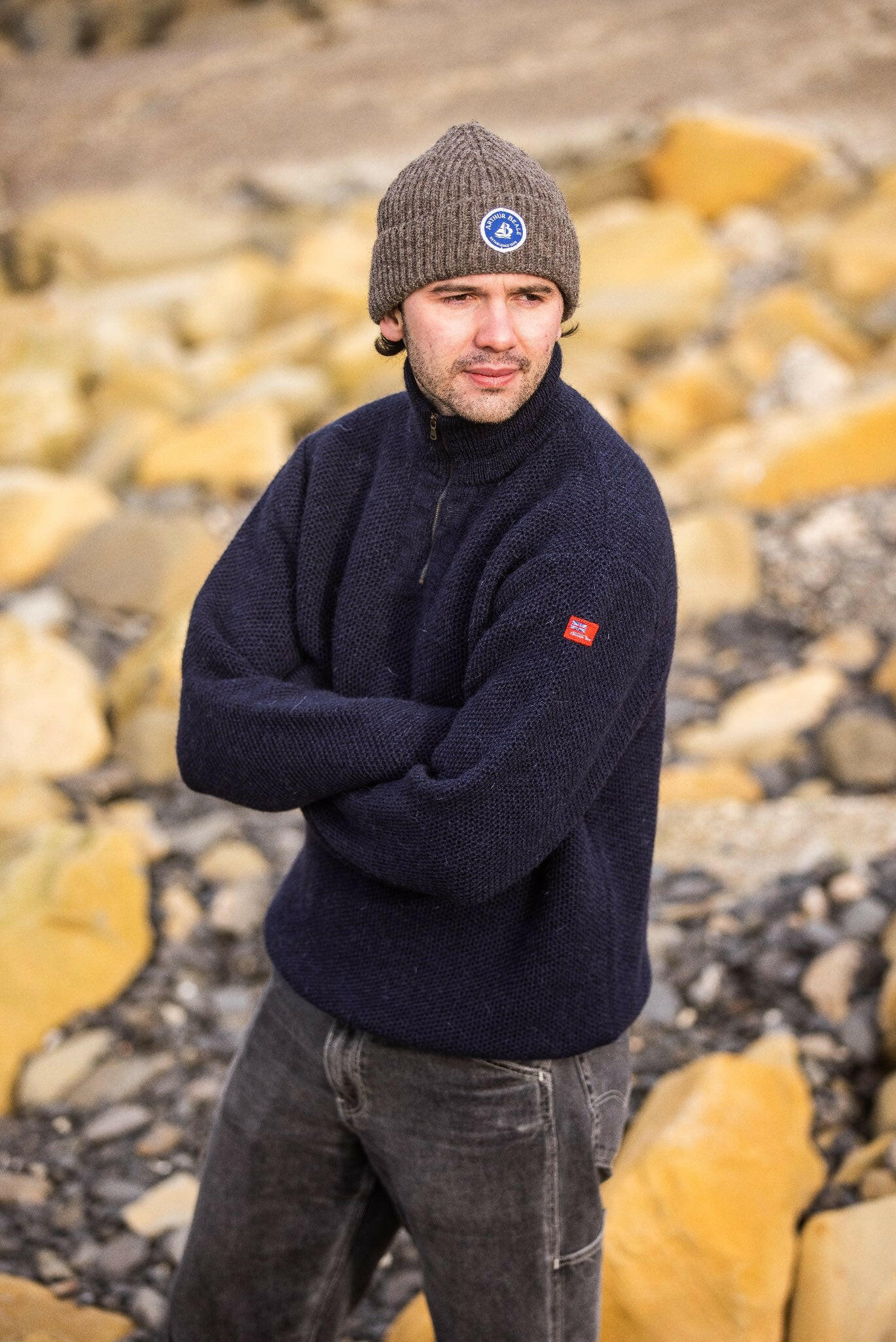 Arthur Beale Zip Neck Jumper.