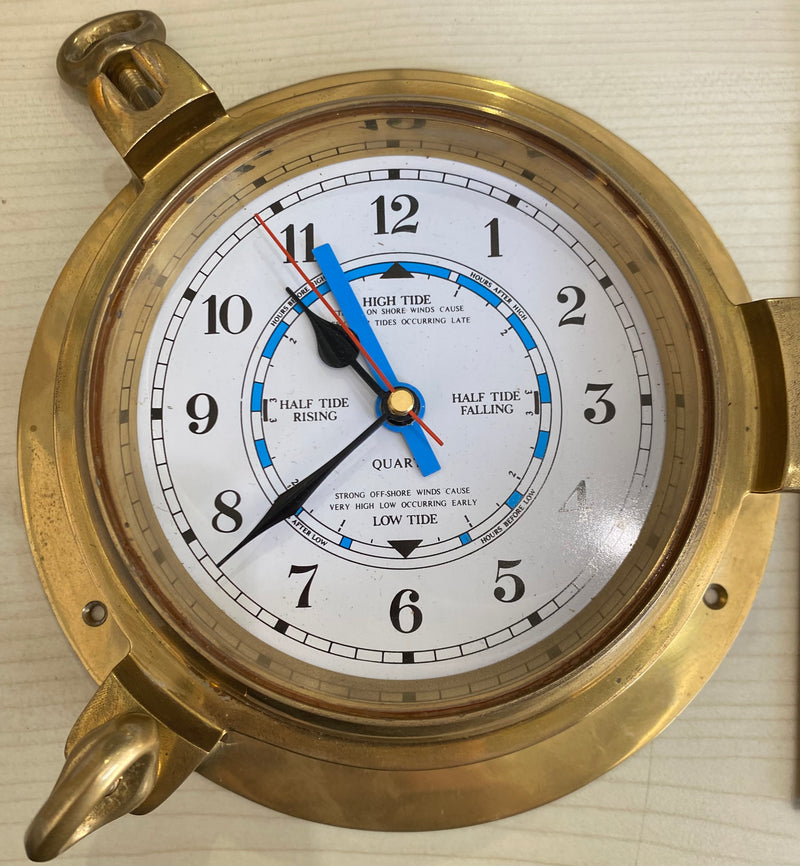 Meridian Zero 4.5" Brass Porthole Tide Clock Brass (Ex Display)