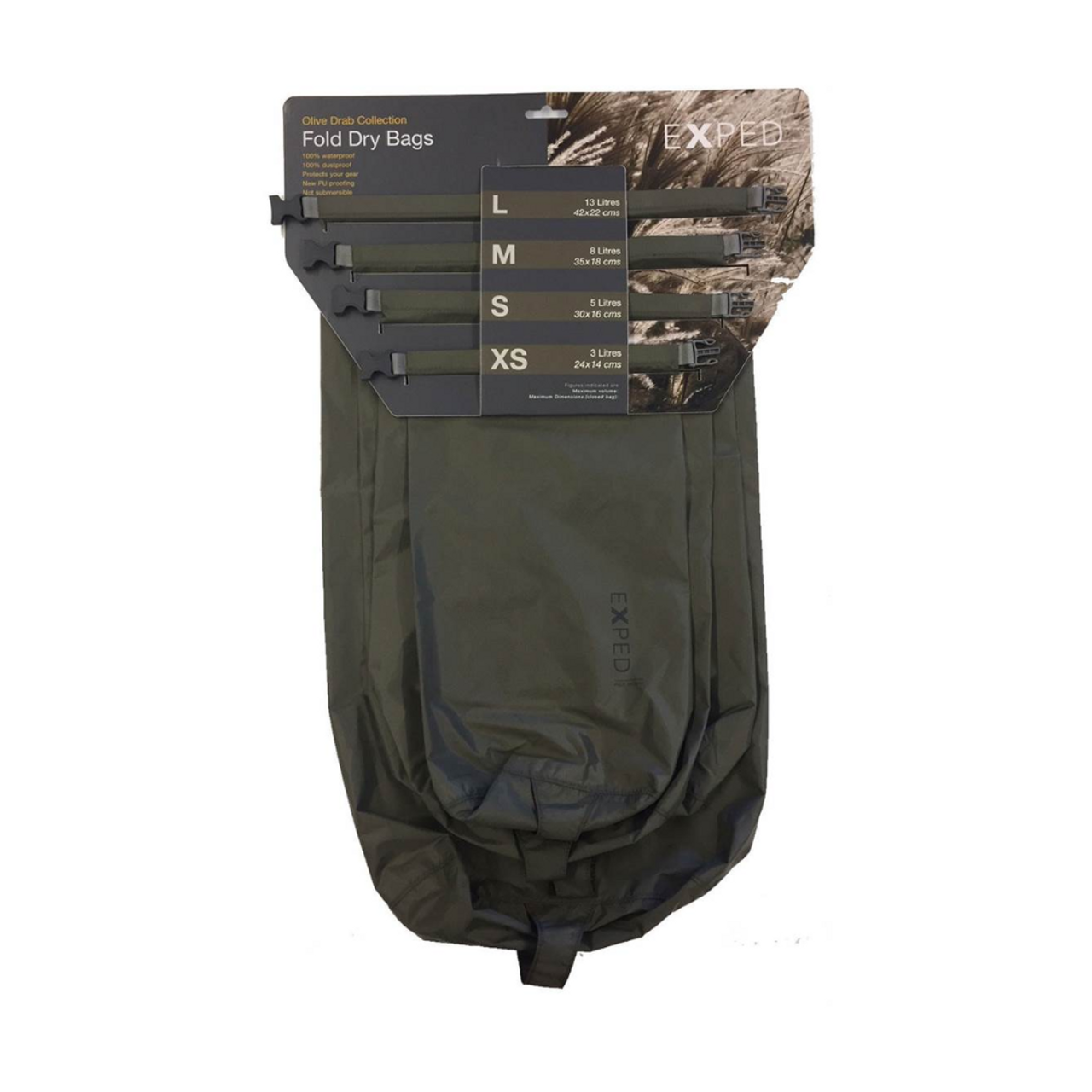 Exped Fold Dry Bag Olive Drab 4pk.