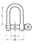 Captive Pin D Shackle - Stainless Steel.