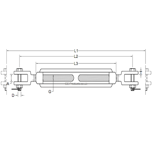 Jaw to Jaw Stainless Steel Turnbuckle Rigging Screw.