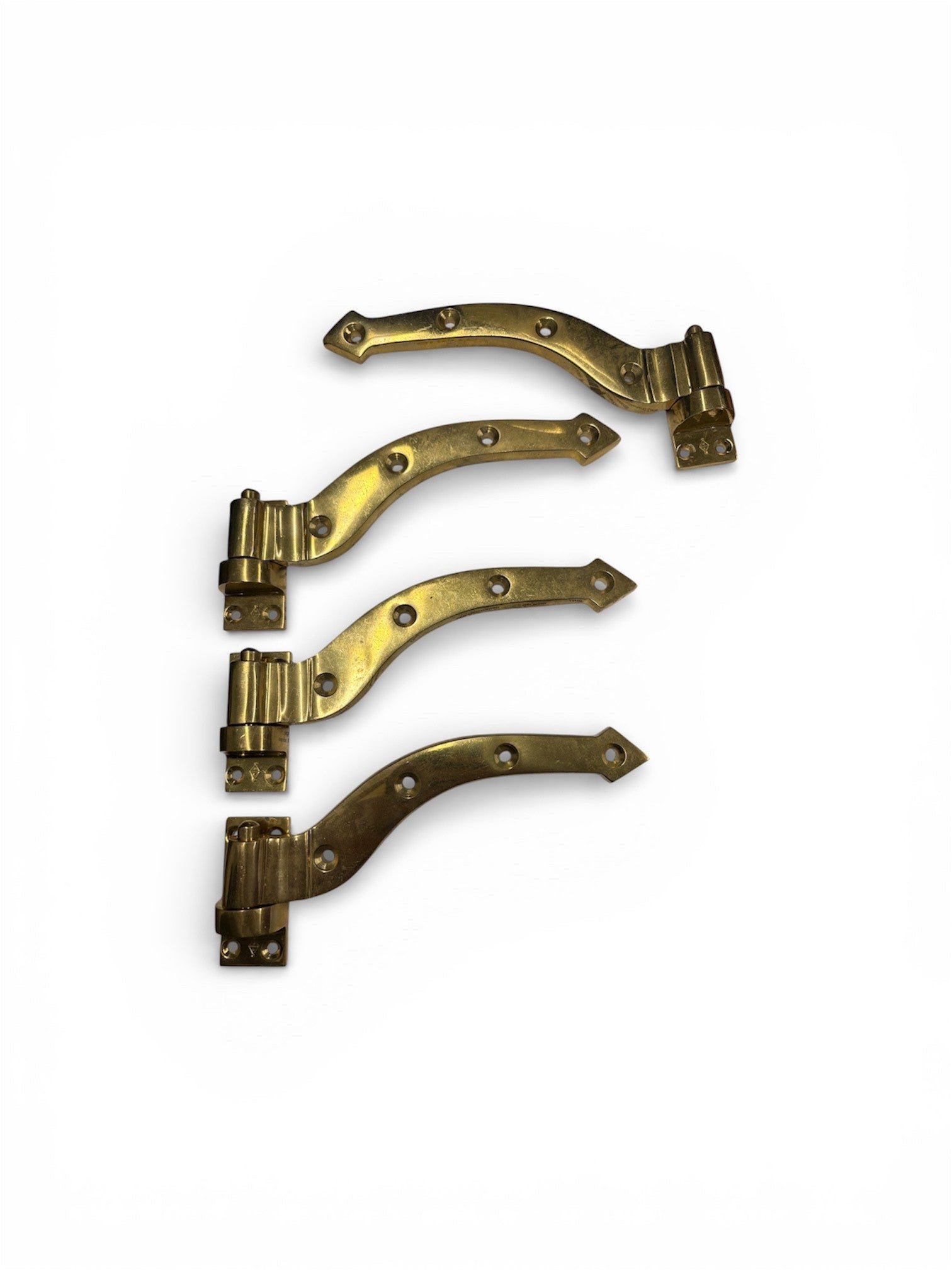 Davey brass hook and ride curved door hinge 6" (set)