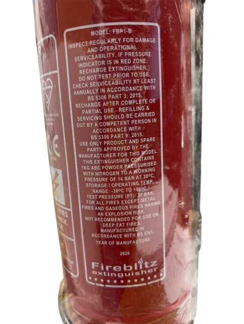 Fireblitz FBP1 1Kg ABC Dry Powder Fire Extinguisher