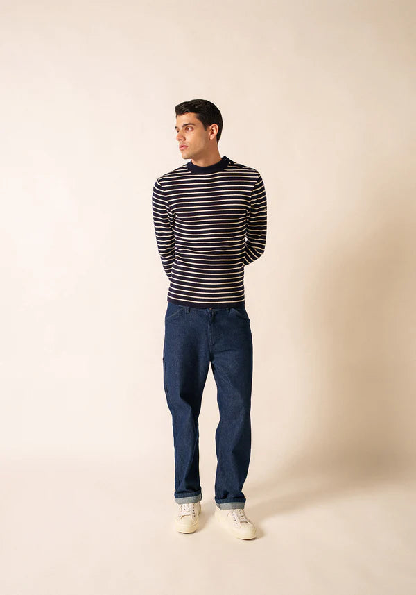Saint James Matelot sailor jumper Marine/Ecru, Large.