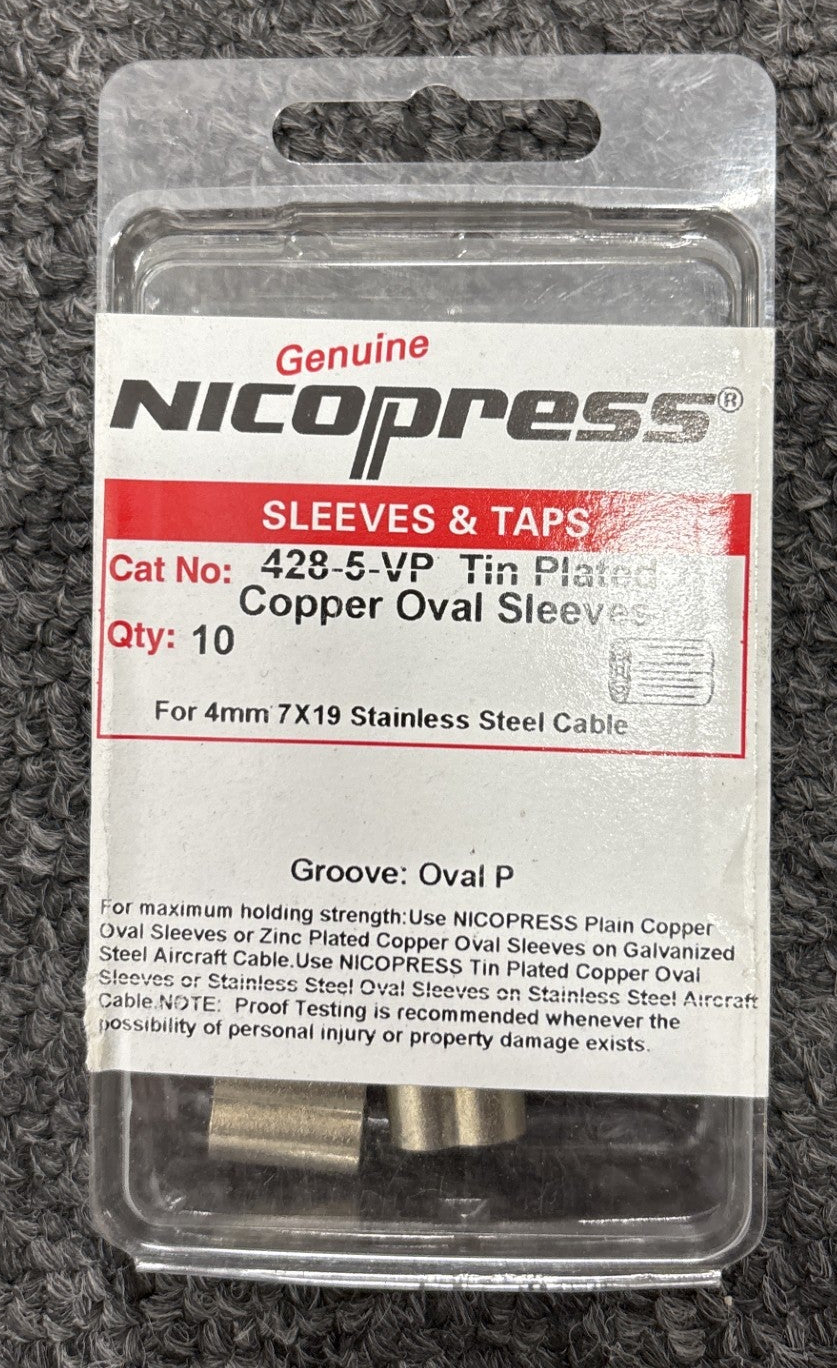 Nicopress 5/32" Tin plated Copper Oval Sleeves (Pack of 10)