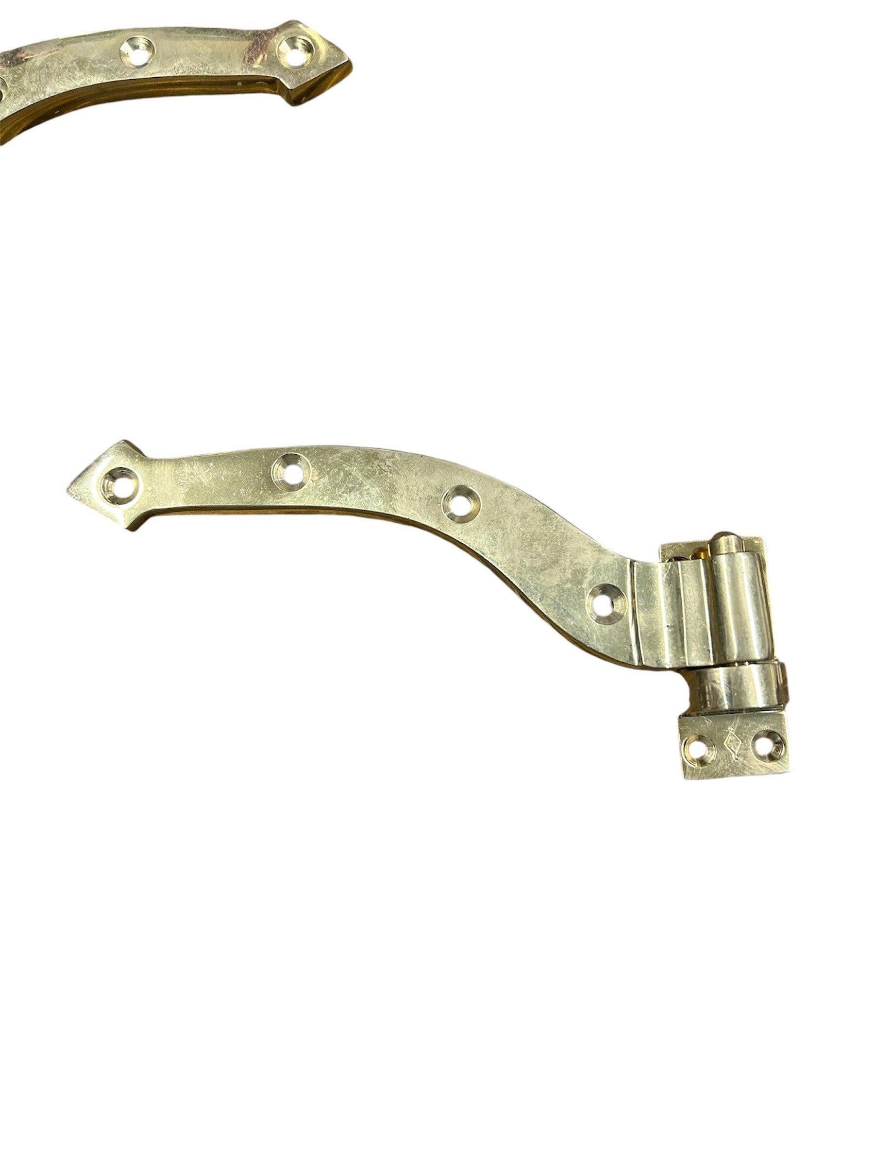 Davey brass hook and ride curved door hinge 6".