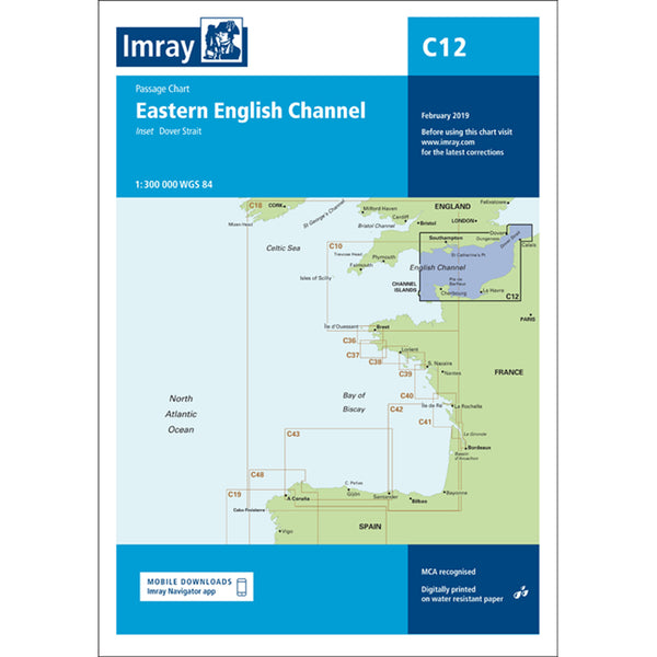 Imray Chart C12 Eastern English Channel Passage Chart Scale 1:300 000 WGS 84