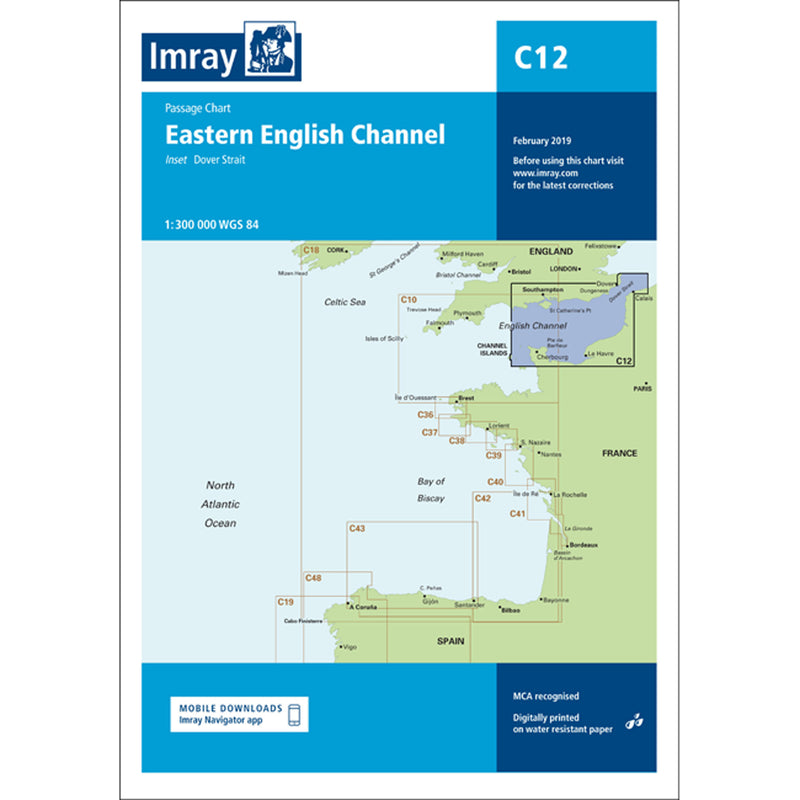 Imray Chart C12 Eastern English Channel Passage Chart Scale 1:300 000 WGS 84