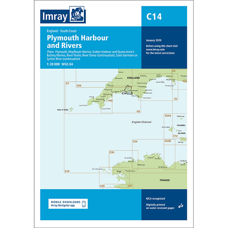 Imray Chart C14 Plymouth Harbour and Rivers scale 1: 20 000 WGS 84