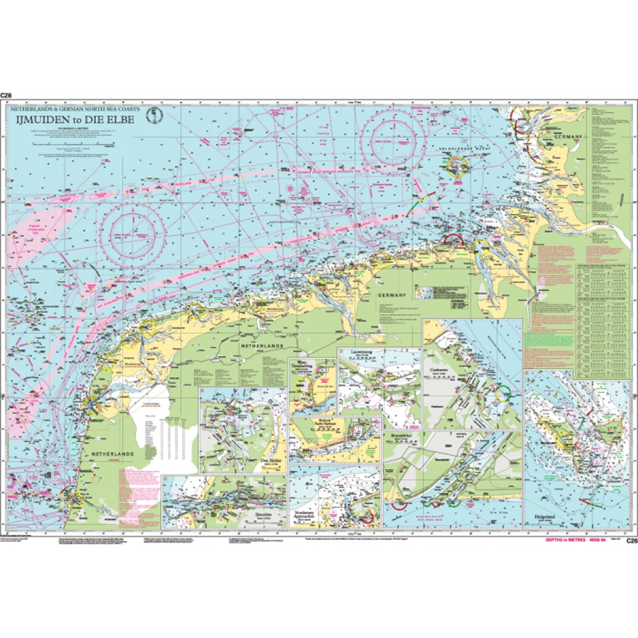 Imray Chart C26 IJmuiden to Die Elbe Scale 1:345 000 WGS84.