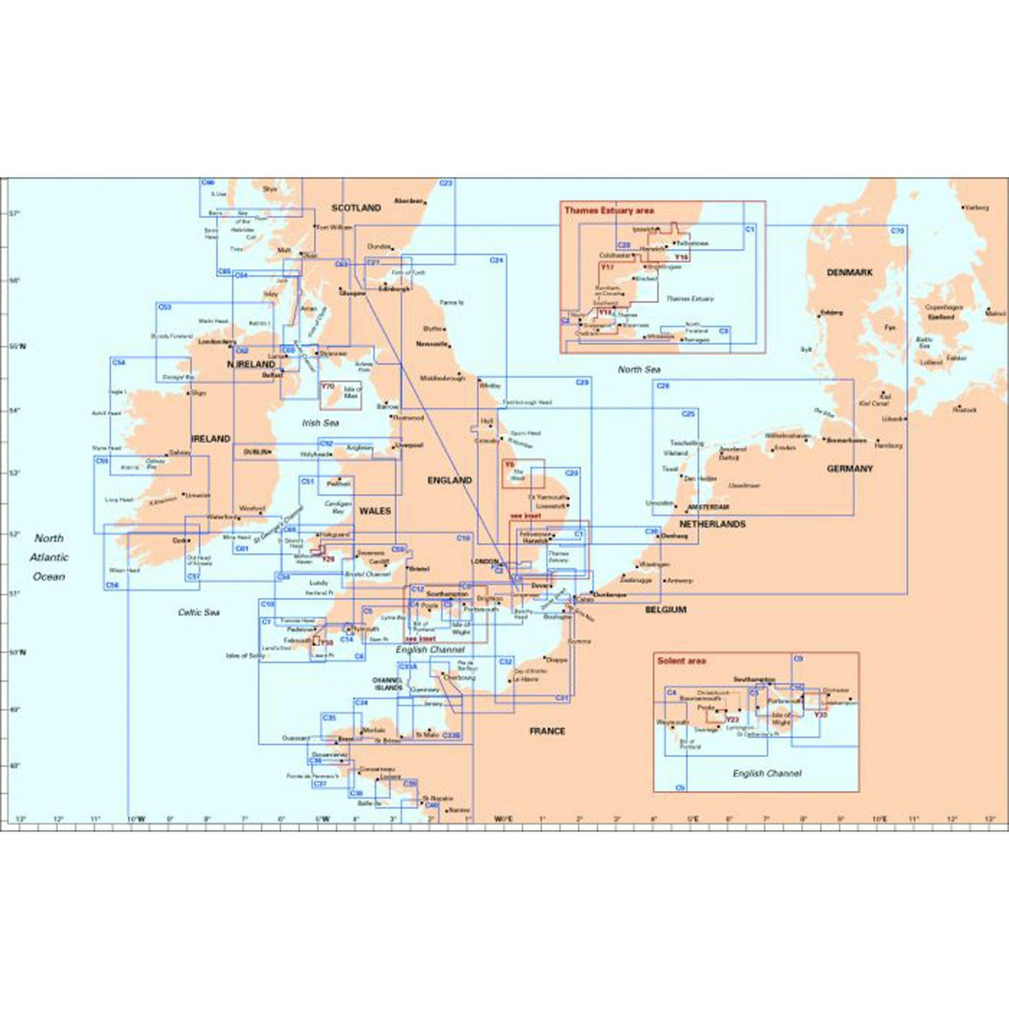 Imray Chart C26 IJmuiden to Die Elbe Scale 1:345 000 WGS84.