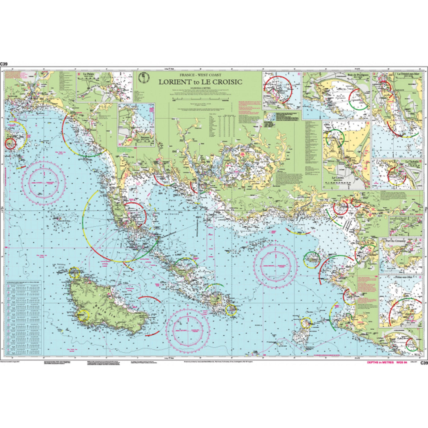 Imray Chart C39 Lorient to Le Croisic Scale 1:80 000 WGS84.