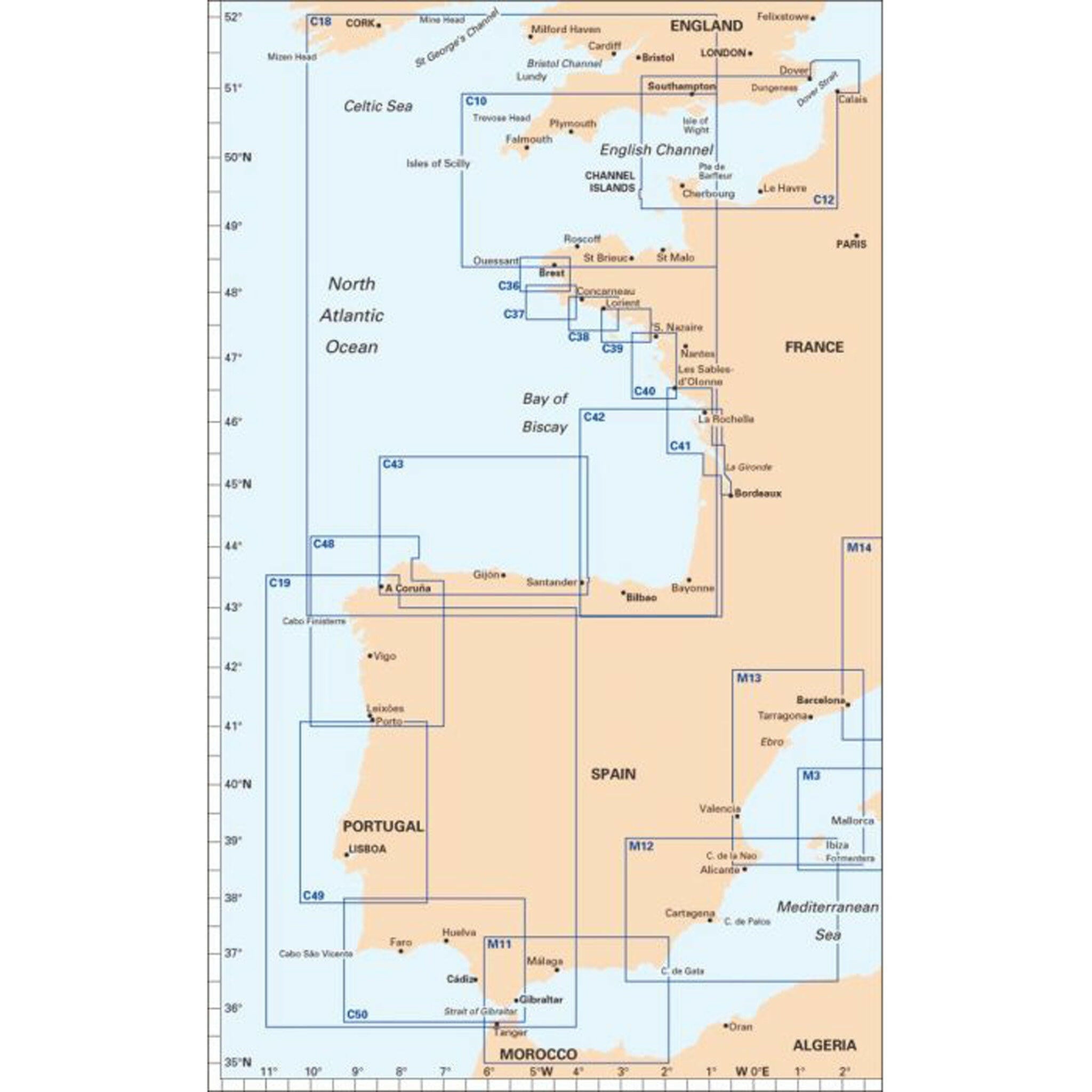 Imray Chart C42 La Rochelle to Santander Scale 1:350 000.