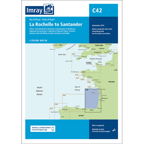 Imray Chart C42 La Rochelle to Santander Scale 1:350 000