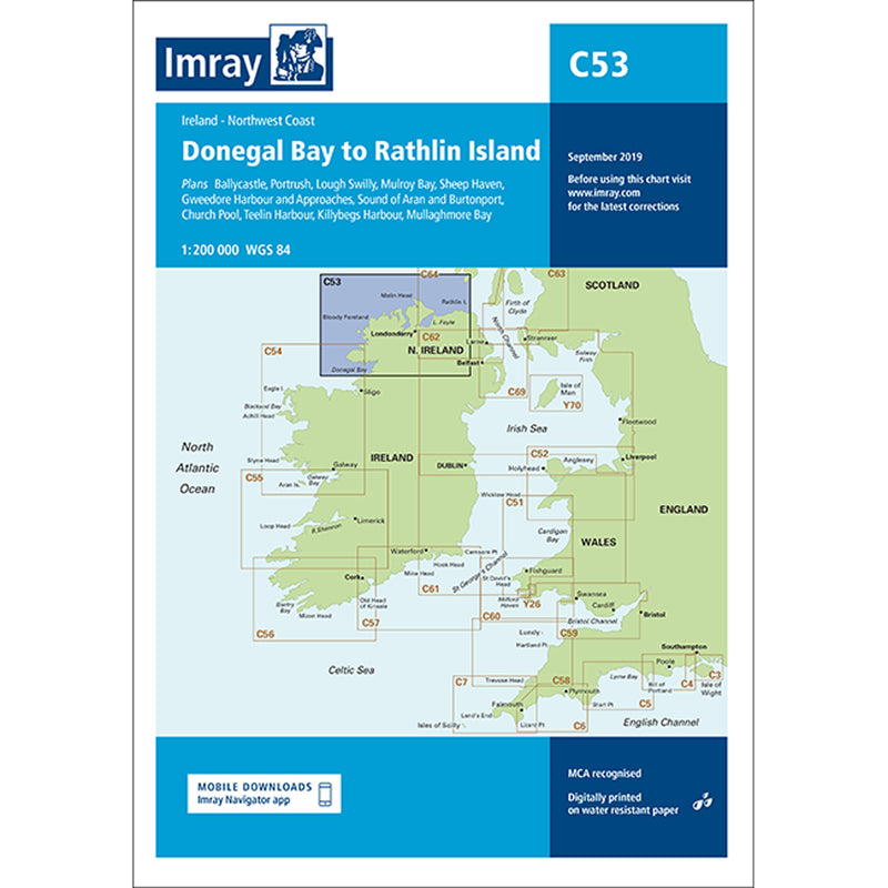 Imray Chart C53 Donegal Bay to Rathlin Island Scale 1:200 000 WGS 84