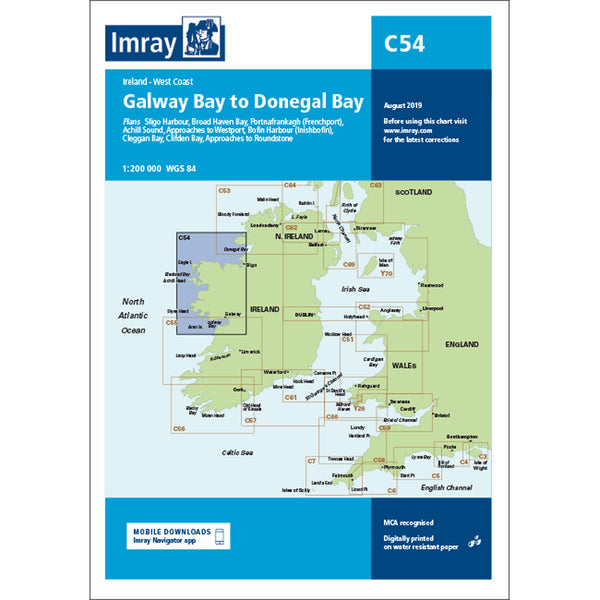 Imray Chart C54 Galway Bay to Donegal Bay Scale 1:200 000 WGS84