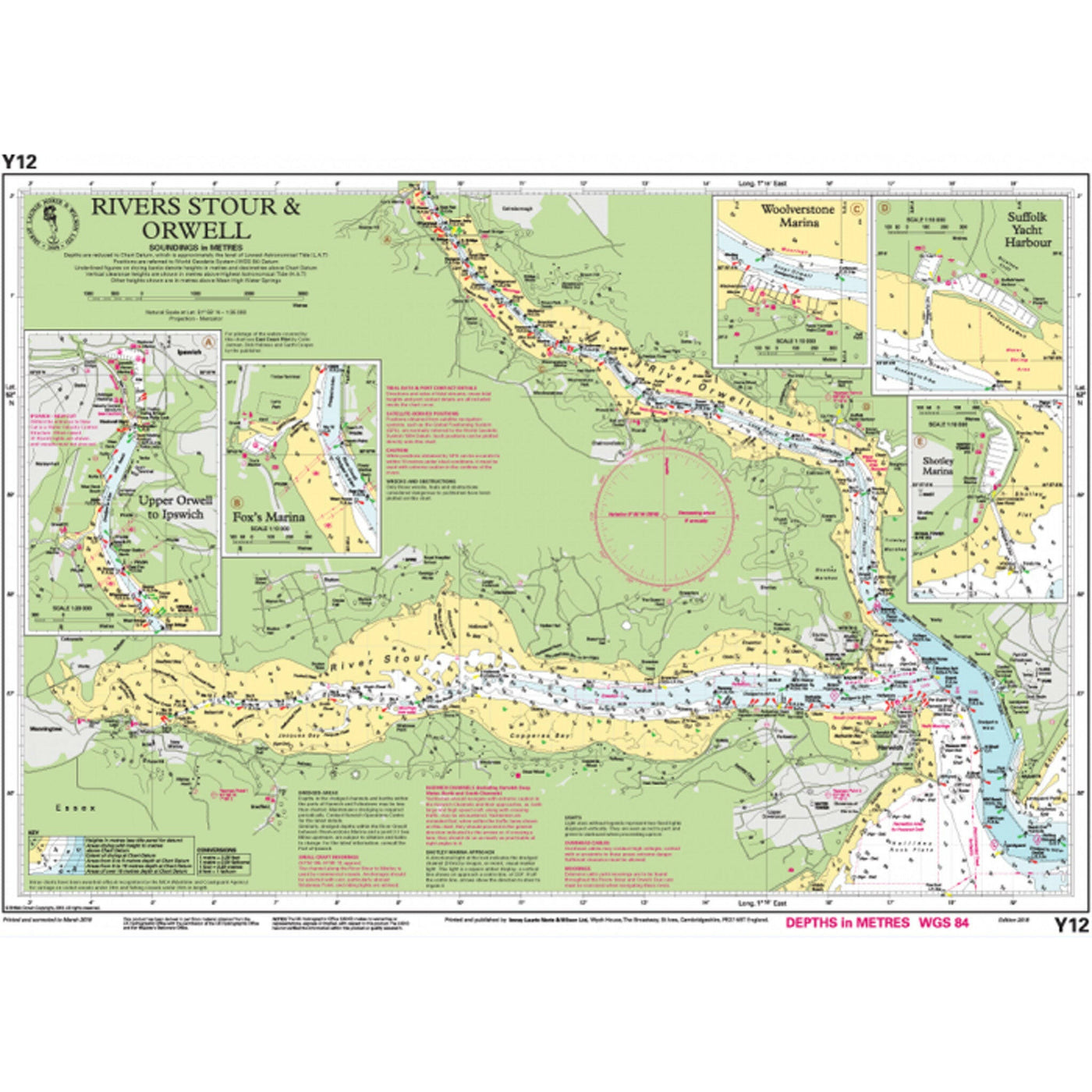 Imray Y12 Rivers Stour and Orwell Scale 1:35 000 WGS84.