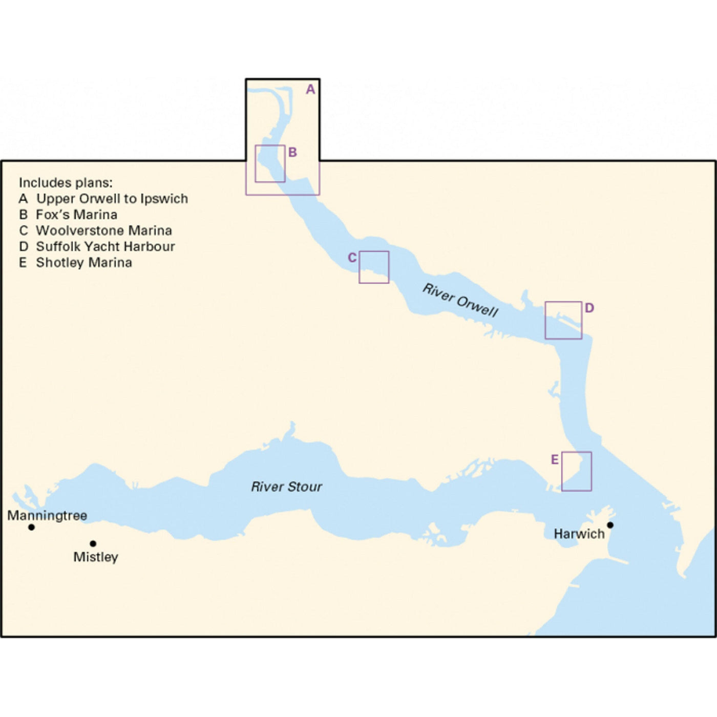 Imray Y12 Rivers Stour and Orwell Scale 1:35 000 WGS84.