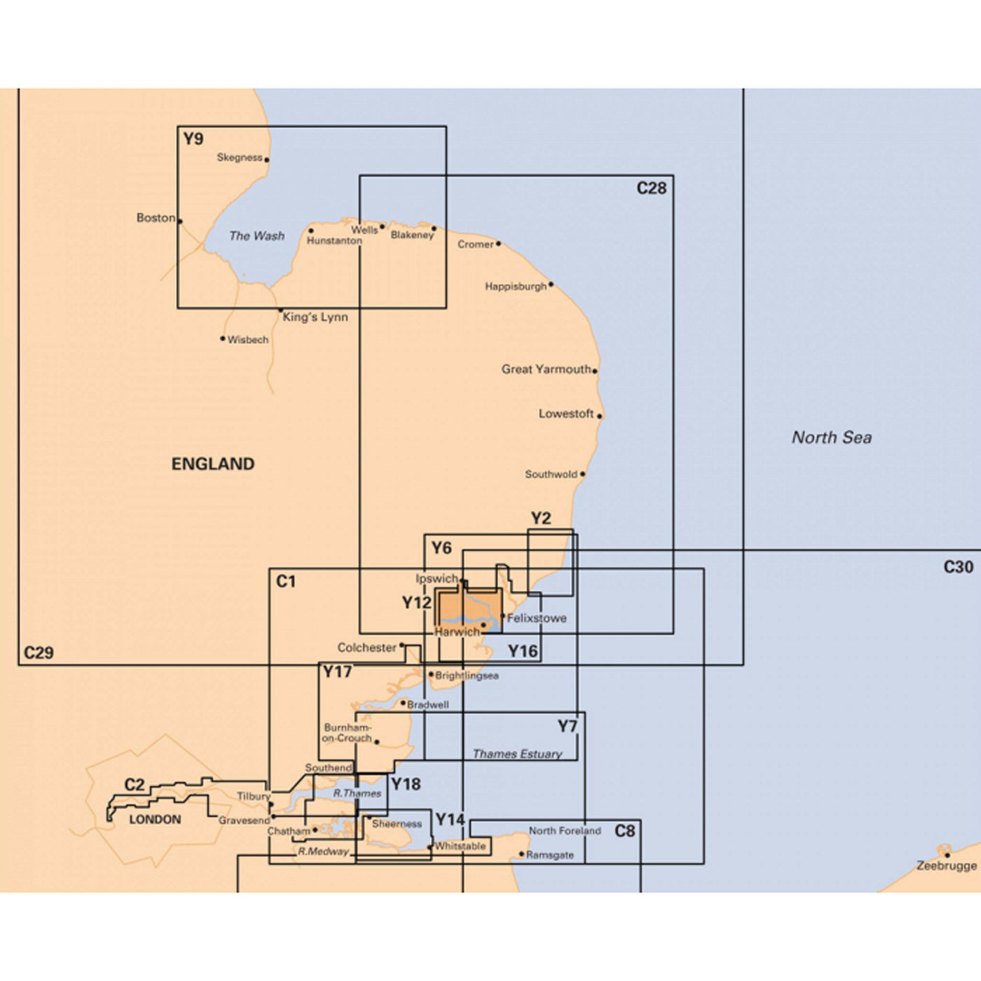 Imray Y12 Rivers Stour and Orwell Scale 1:35 000 WGS84.