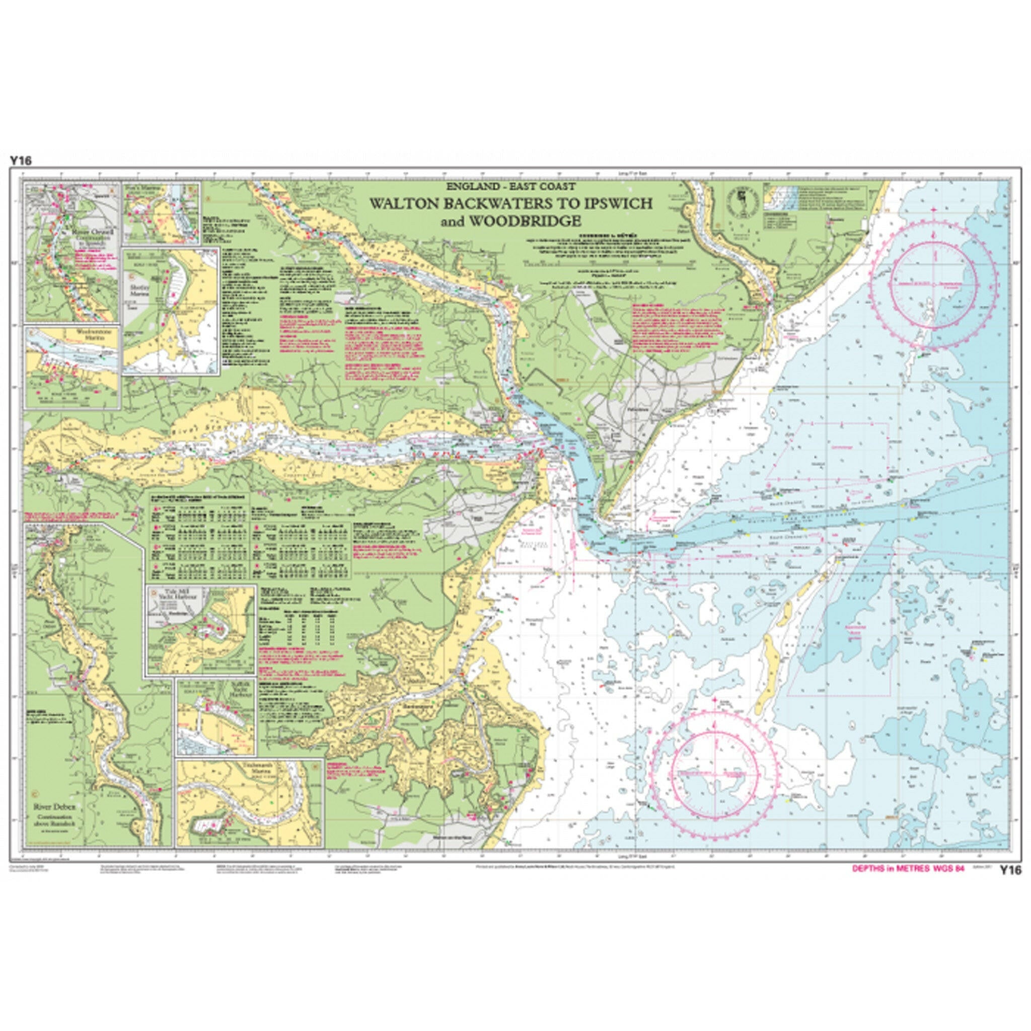 Imray Y16 Walton Backwaters to Ipswich Scale 1: 35 000 WGS84.
