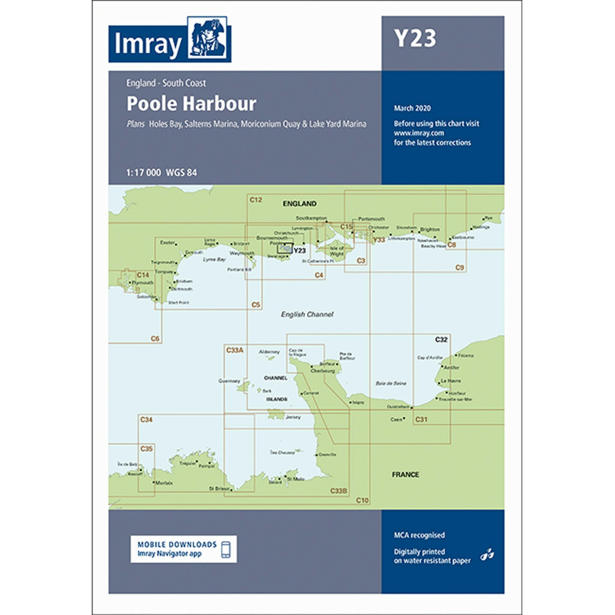 Imray Y23 Poole Harbour Scale 1:17 000 WGS84.