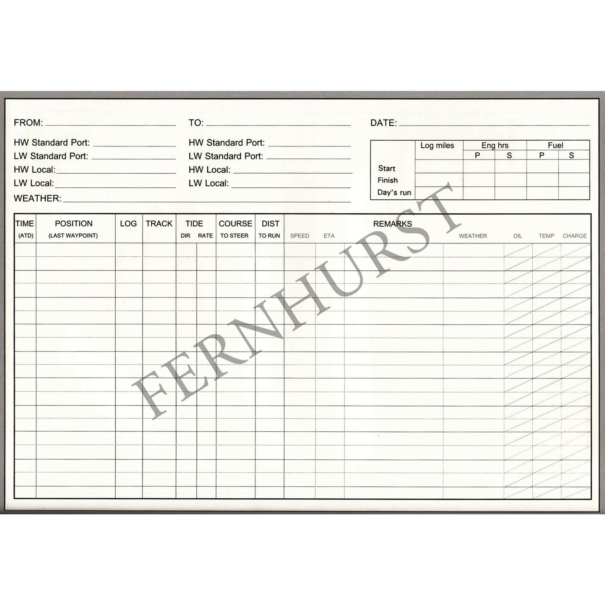 Logbook for Cruising Under Power.