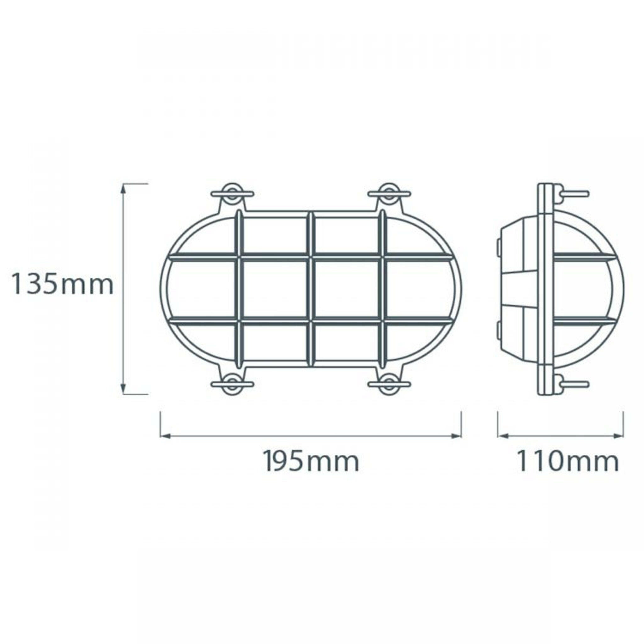 Medium Oval Bulkhead Light - 195 mm length.