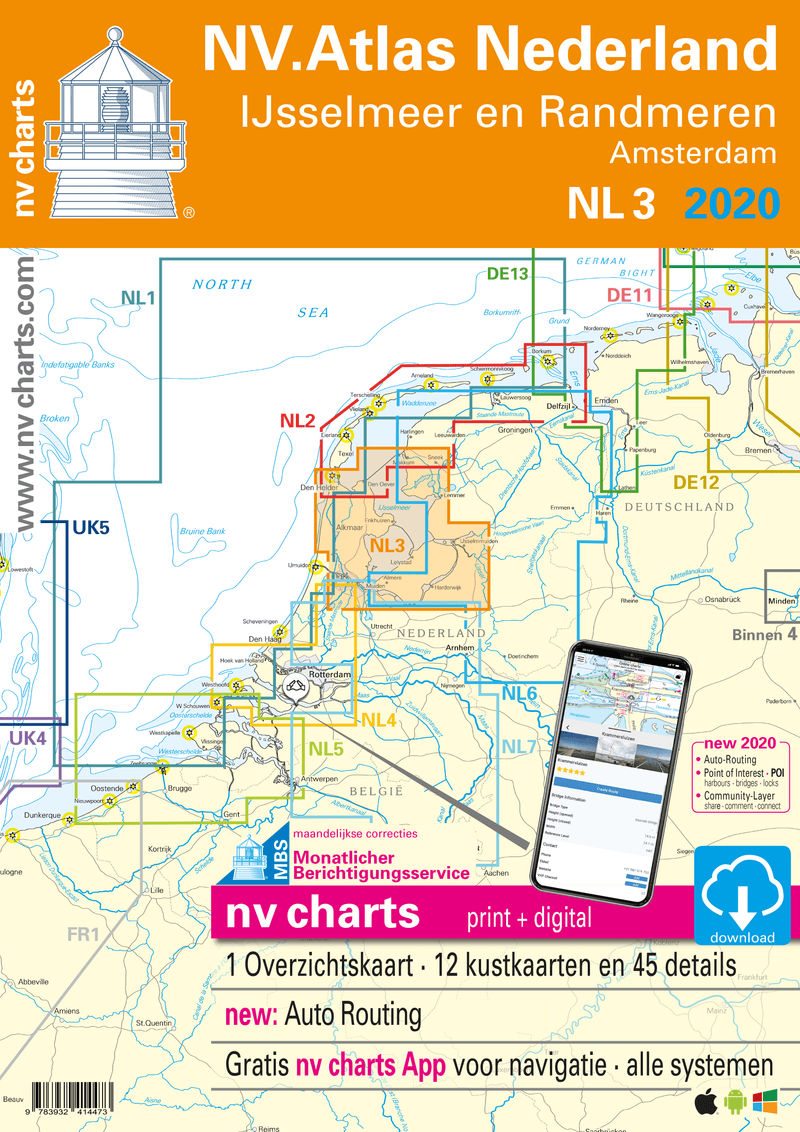 NV Atlas Chart: NL3 Ijsselmeer en Randmeren - Arthur Beale