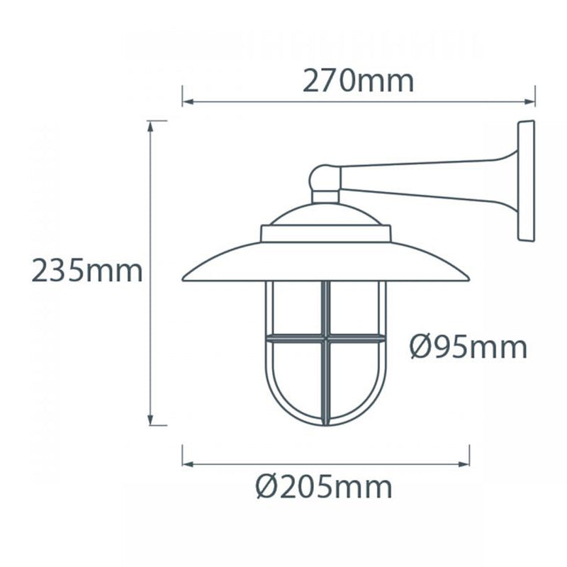 Side Arm Wall Light (With Hood & Grill)