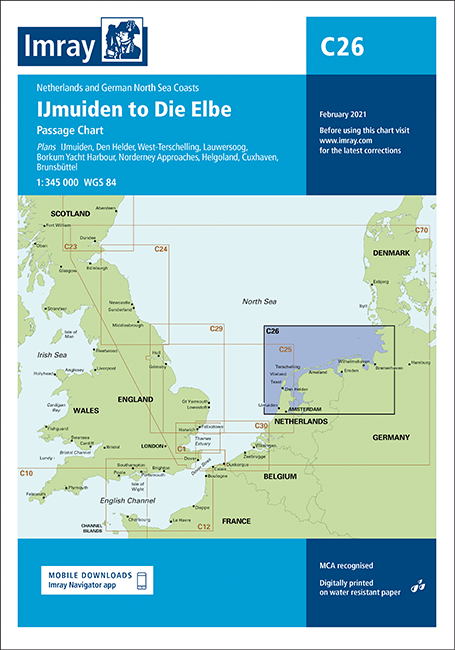 Imray Chart C26 IJmuiden to Die Elbe Scale 1:345 000 WGS84