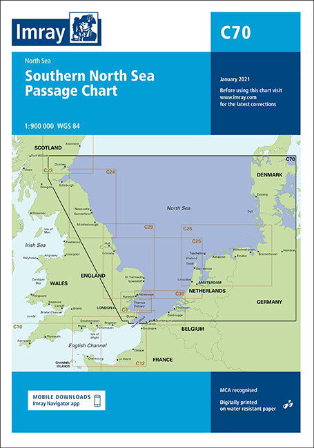 Imray Chart C70 Southern North Sea Passage Chart Scale 1:900 000 WGS84
