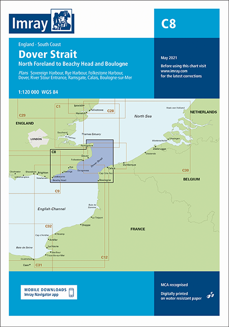Imray Chart C8 Dover Strait scale: 1:120 000